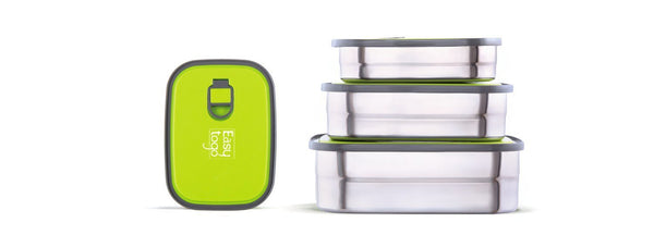 Leak Proof Bento Lunch Box Set – 3 Pack Nesting Stainless Steel Metal Storage Food Containers for Men Women or Kids – BPA Toxin Free for Work or Healthy School Lunches - Durable Sandwich Box