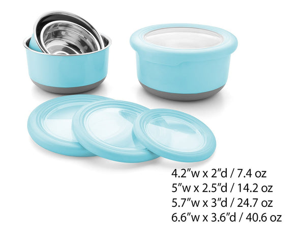 Leak Proof Lunch Box Set – 4 Pack Nesting Stainless Steel Metal Storage Food Containers for Adult or Kids – BPA Toxin Free for Work or Healthy School Lunches.Transparent Lid and Silicone Grip Base